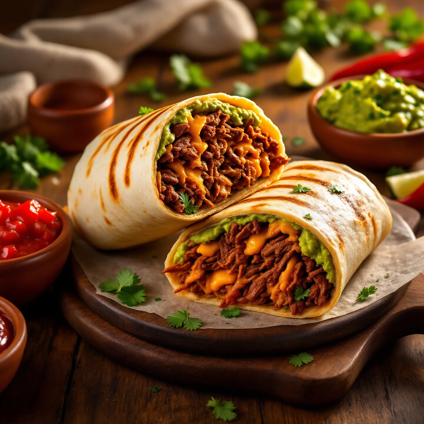 Burrito de Carne Desfiada Mexicano: Autêntico Sabor em Cada Mordida