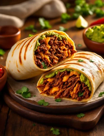 Burrito de carne desfiada