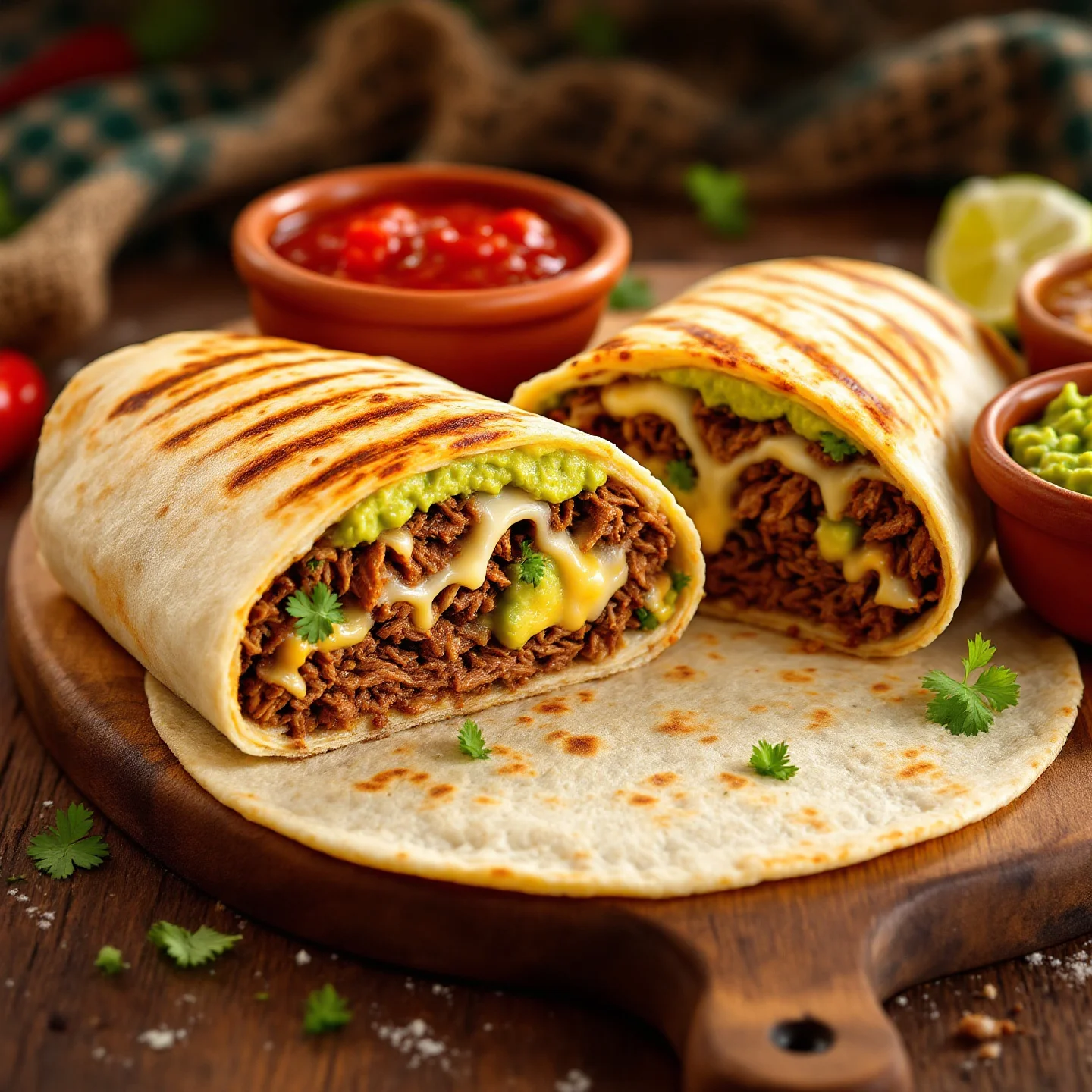Burrito de carne desfiada
