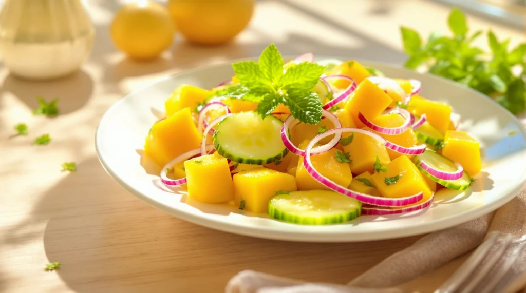 Salada Refrescante de Verão com Manga e Pepino