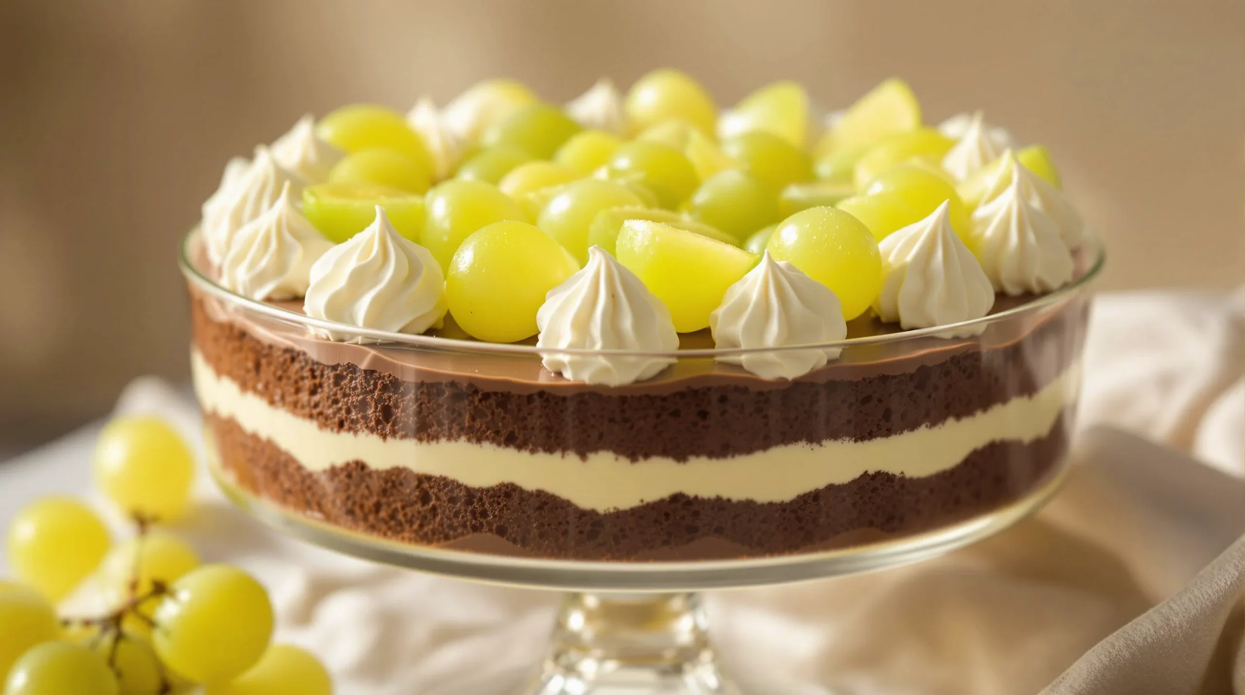 Pavê de Bolo de Chocolate com Uva