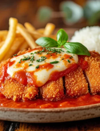 Frango à parmegiana australiano